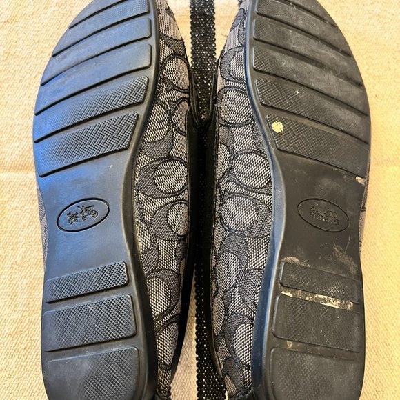 Coach Olive Black Gray Signature Logo Print Canvas Leather Loafer Size 7B - Picture 11 of 15